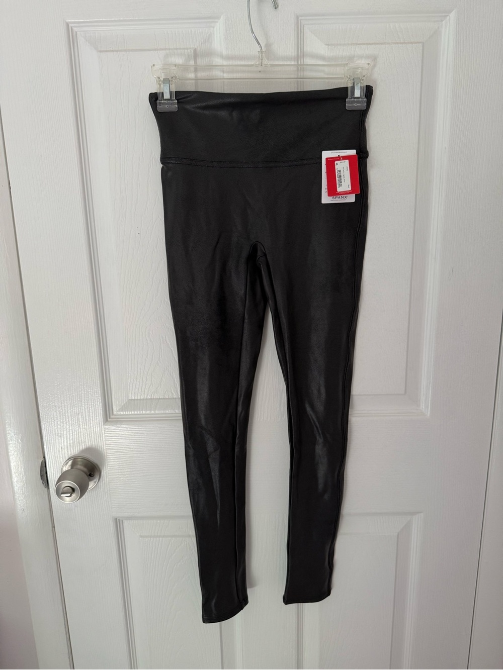 NWT Spanx Black Faux Leather High-Waist Leggings Size Small Petite